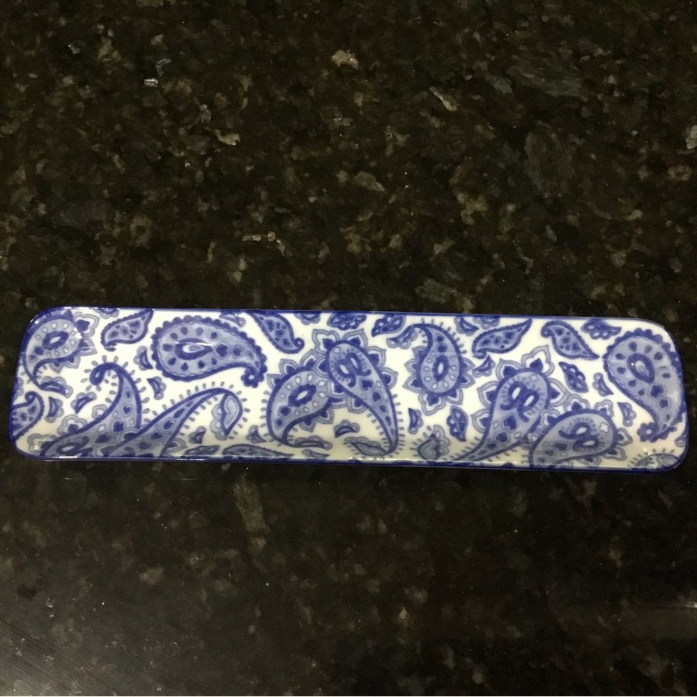 Blue white chinoiserie chopstick tray